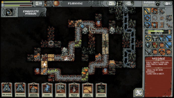 One of the Lich's endless loops from Loop Hero. Here you can see some of the different terrain you can use to alter the loop.