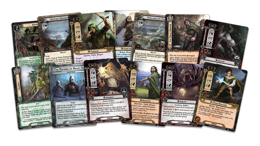 A card fan for The Lord of the Rings: The Card Game - The Two Towers Expansion.