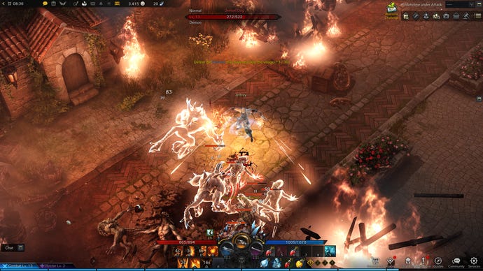 Lost Ark's Gunslinger class uses an offensive ability against attacking demons.