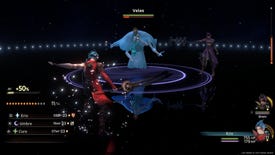 Characters battle in a starry arena in JRPG Lost Hellden