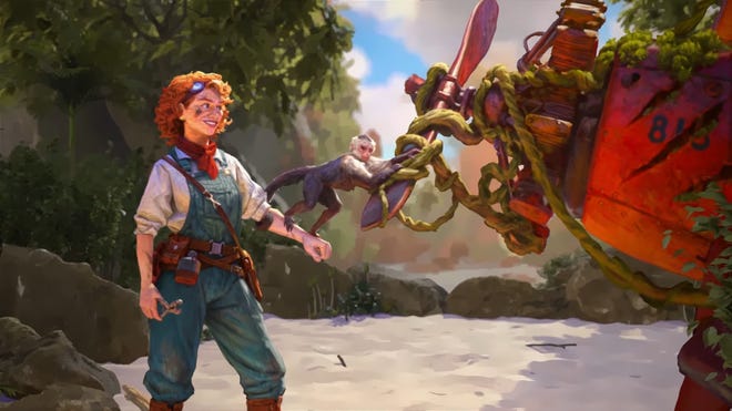 Screenshot from the announcement trailer for Lost Ruins of Arnak's expansion, The Missing Expedition.