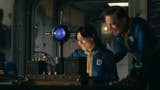 Lucy and her father in Amazon's Fallout TV series. They are inside Vault 33 and both look happy and healthy.