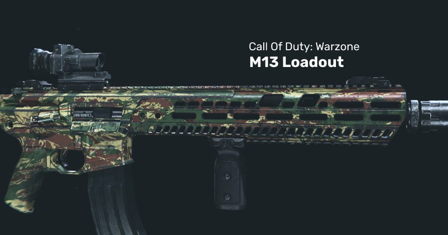 An M13 gun in Warzone on a dark background.