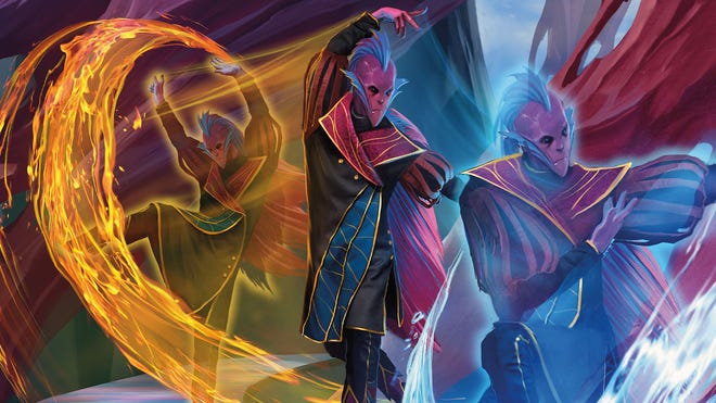 Card art for Expressive Iteration, by Anastasia Ovchinnikova, which was recently banned from Magic: The Gathering's Pioneer format by publisher Wizards of the Coast
