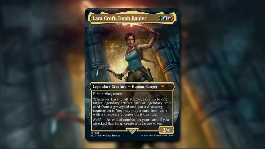 Lara Croft, Tomb Raider card art from Magic: The Gathering crossover Secret Lair
