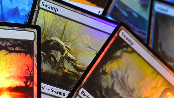 Magic: The Gathering trading card game holographic land cards