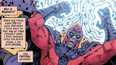 Cropped panel featuring Magneto and some narration