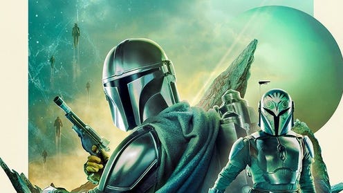 Cropped Mando poster featuring characters from the show