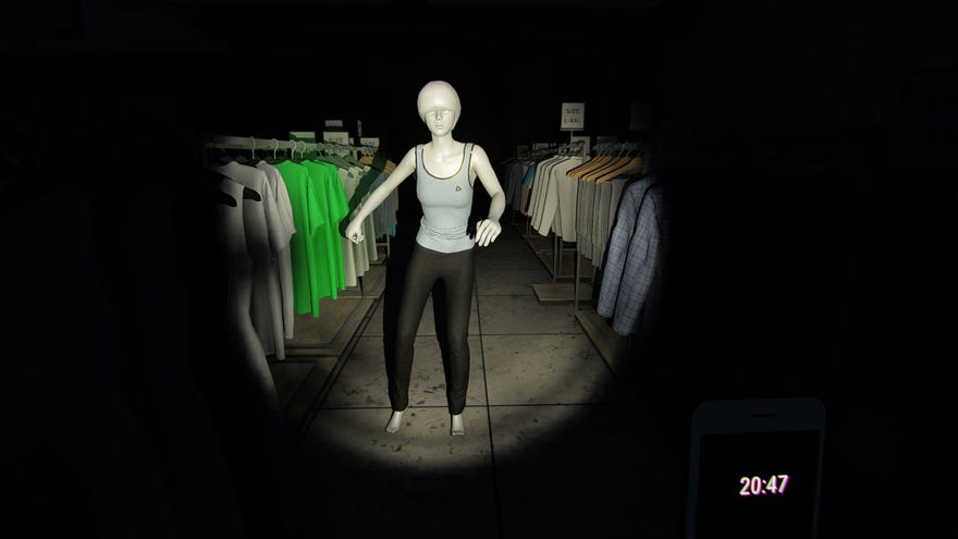 A horrible living mannequin waiting for you to turn around in horror game Mannequin.