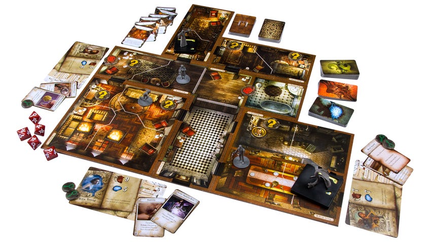 Mansions of Madness: Second Edition horror board game gameplay layout