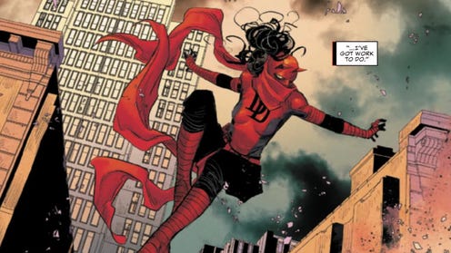 Cropped comics panel featuring Elektra Daredevil