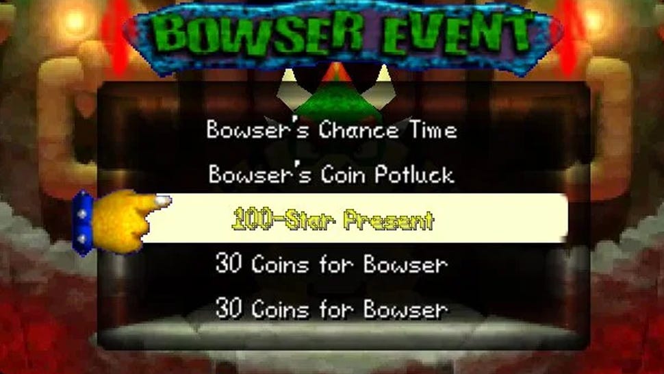 A screenshot of a Bowser Event from Mario Party 1