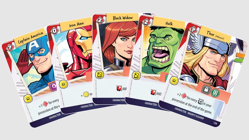 An image of some hero cards from Marvel: Damage Control.