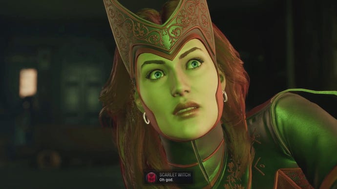 Scarlet Witch says Oh God in Marvel's Midnight Suns