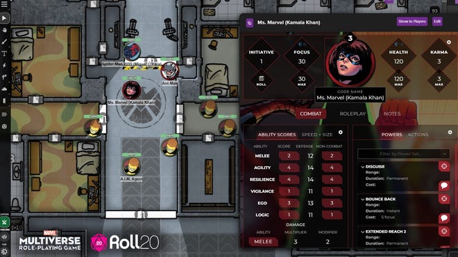 A promo image for Marvel Multiverse Role-Playing Game Roll20