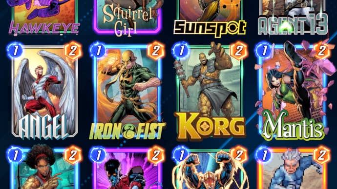 Скриншот коллекции карточек из Marvel Snap