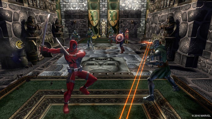 Deadpool and Captain America fight Marvel goons in Marvel Ultimate Alliance