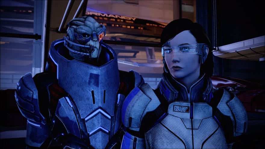 Garrus and Shepard stood next to each other during Garrus's loyalty mission in Mass Effect 2.