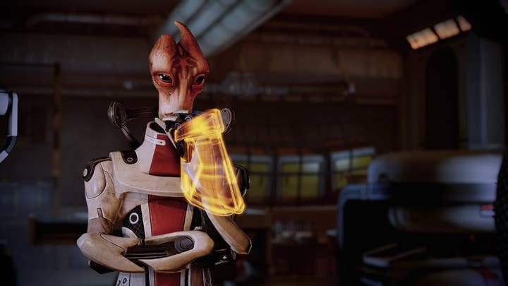 A screenshot of an alien character from Mass Effect Legendary Edition