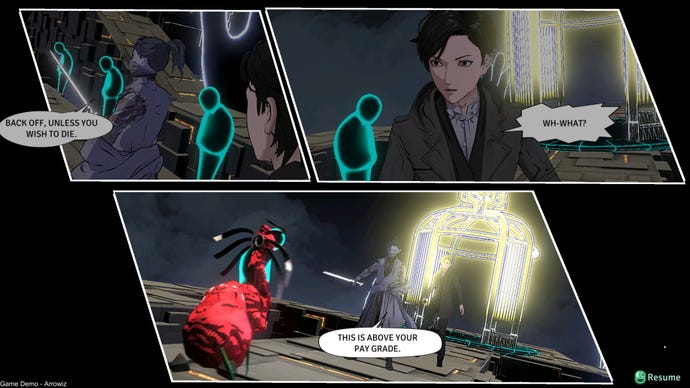 A comic book style cutscene from Mato Anomalies