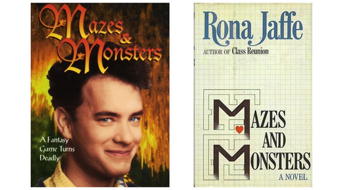 The front covers for the Mazes and Monsters book and film adaptation