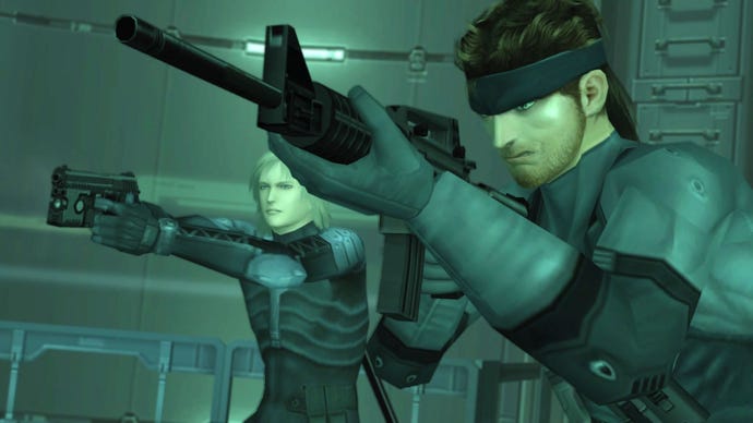 Raiden et Solid Snake dans une capture d'écran de Metal Gear Solid 2.