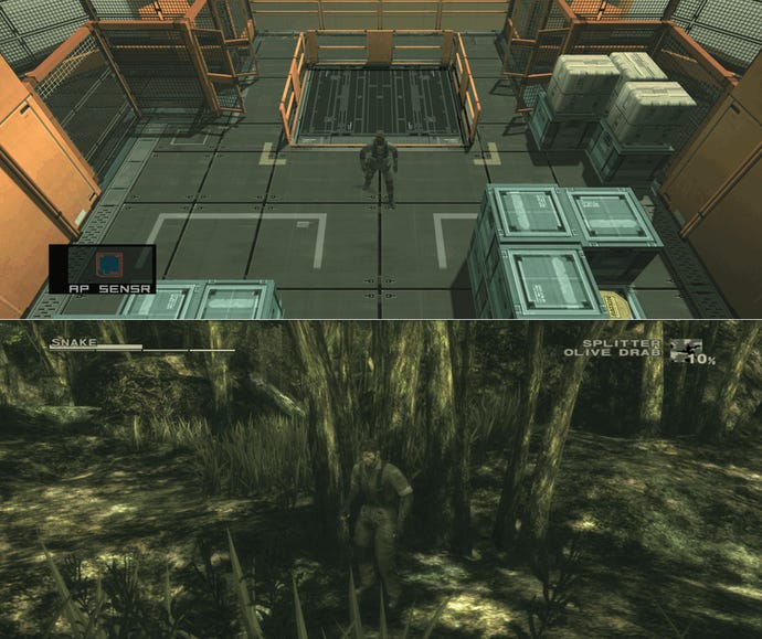 Screenshots from Metal Gear Solid 2 and Metal Gear Solid 3 showing off ultrawide support via the MGSHDFix mod