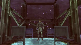 Solid Snake stands in an elevator in Metal Gear Solid