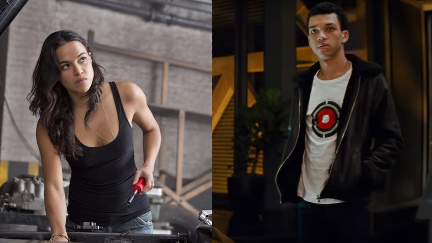 Michelle Rodriguez and Justice Smith