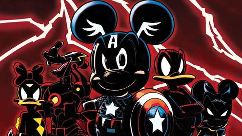 Illustrated New Avengers cover featuirng Mickey and friends as the New Avengers