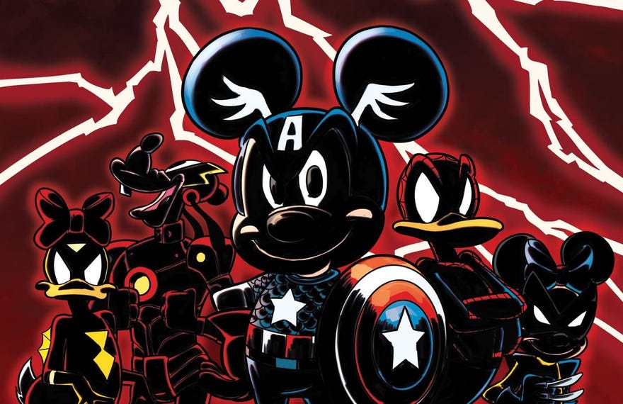 Illustrated New Avengers cover featuirng Mickey and friends as the New Avengers