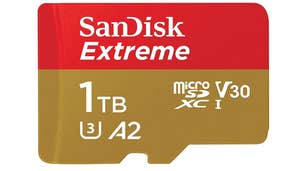 SanDisk Extreme 1TB gold and red SD card
