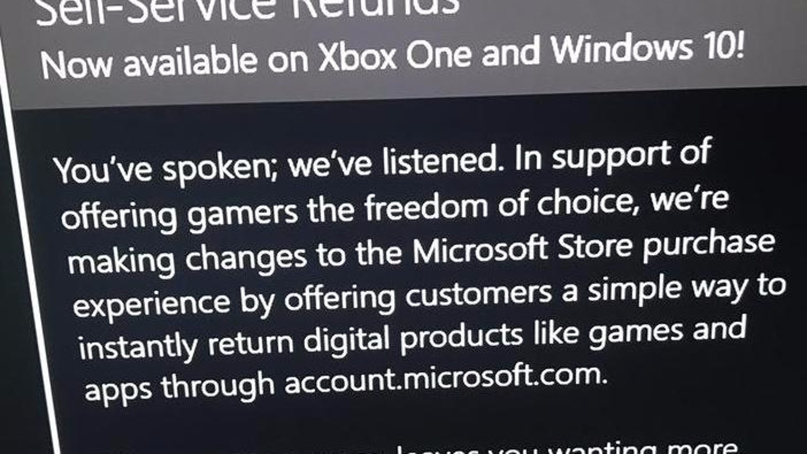 Godkendelse lektier Premonition Microsoft is adding self-service refunds for digital Xbox/Win10 games |  Eurogamer.net