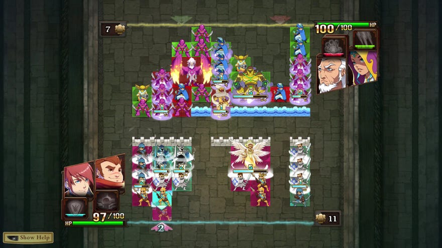 A colourful battlefield in Might & Magic: Clash Of Heroes.