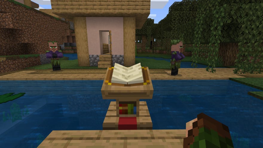 Minecraft book on a Lecturn in a Village