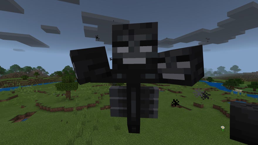 Minecraft Wither Boss เหนือ Plains Biome