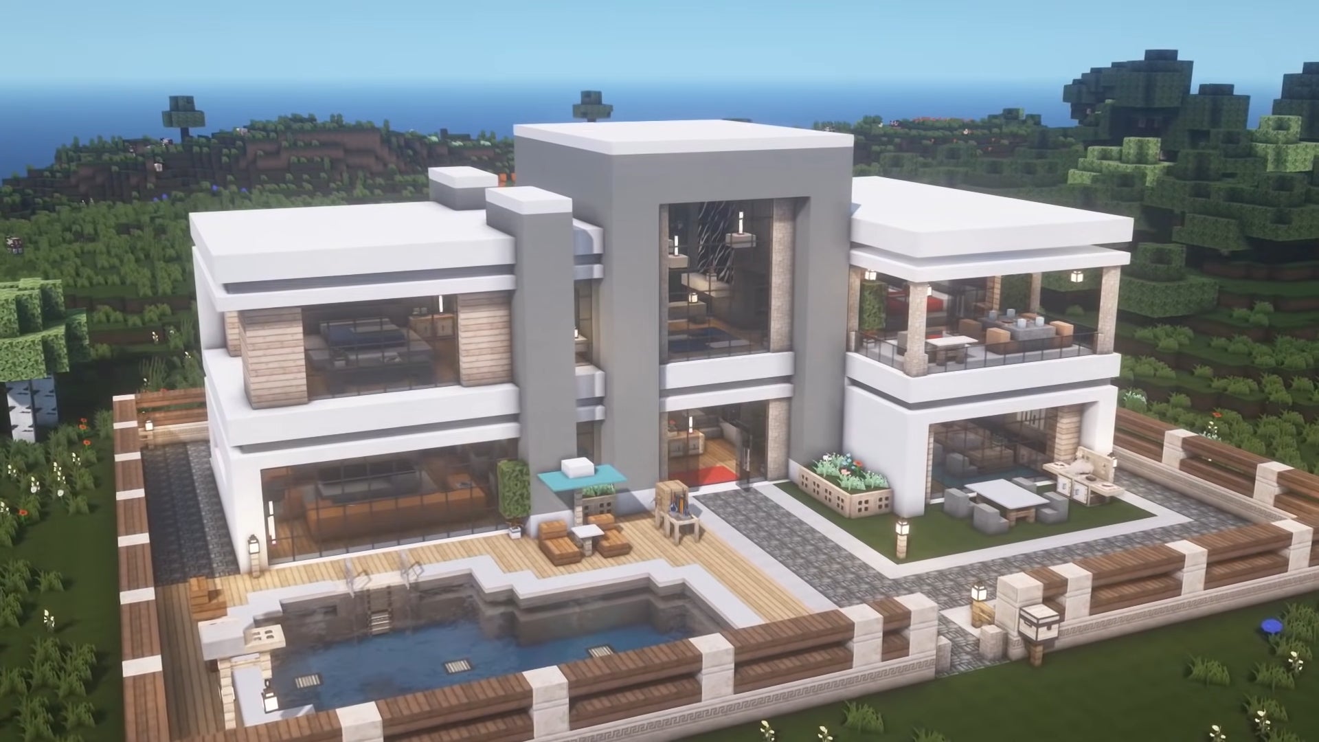 Nice Modern Houses In Minecraft   Minecraft House Ideas Large Modern House 