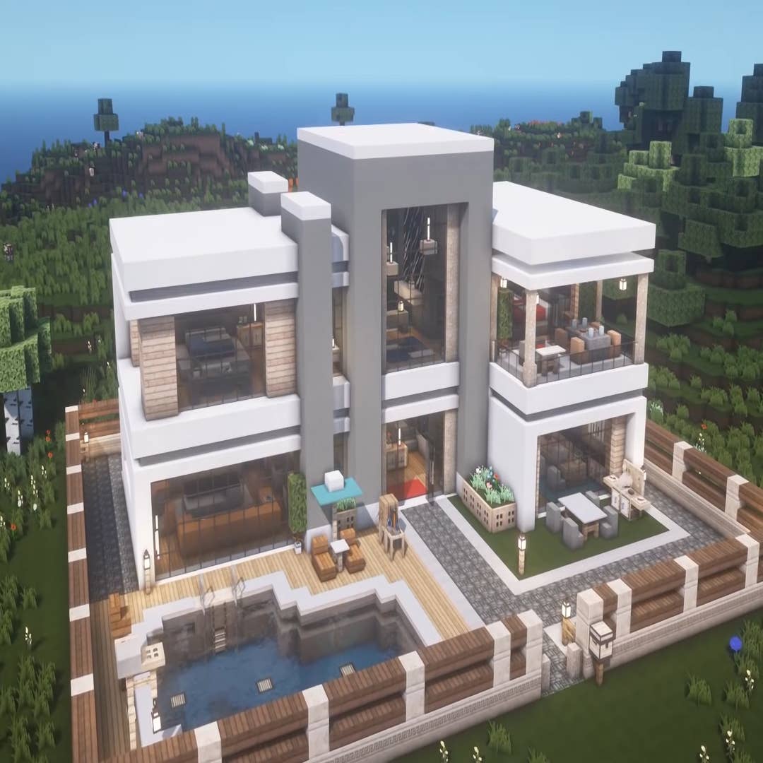 minecraft modern mansion tutorial