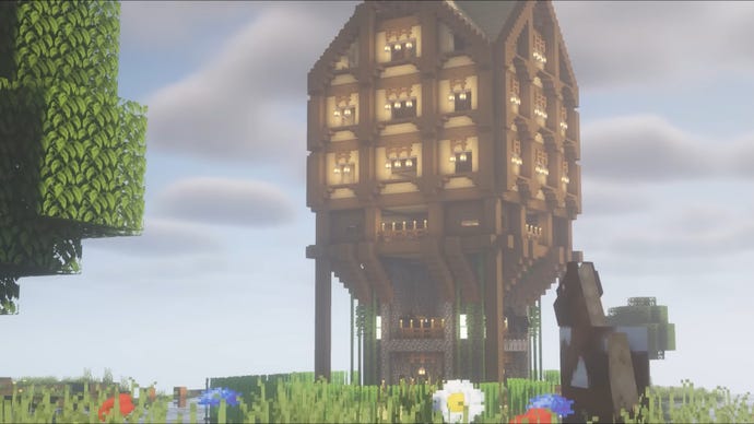 A large survival house in Minecraft, built by YouTuber 