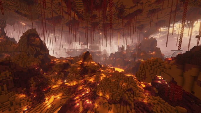 Een van de Nether Biomes in Minecraft toegevoegd door de Incendium Mod