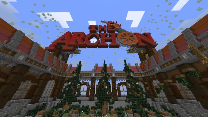 Uno screenshot di Minecraft della hall del server Thearchon