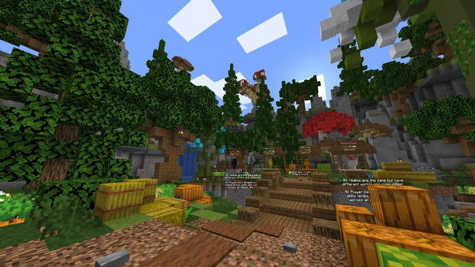 Una captura de pantalla Minecraft del lobby del servidor de semillas