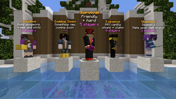 A Minecraft screenshot of the lobby of the Wildercraft server.