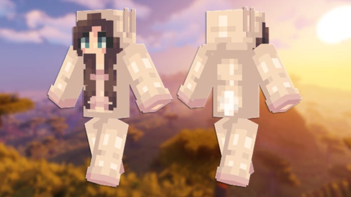 A front and back view of the Bunny Girl Minecraft skin.