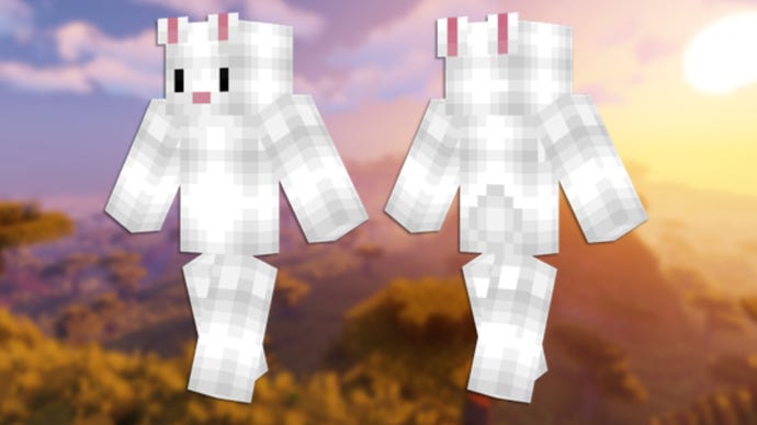 A front and back view of the Bunny Minecraft skin.