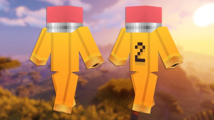 A front and back view of the Pencil Minecraft skin.