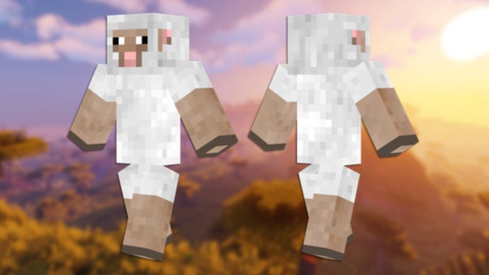 A front and back view of the Sheep Minecraft skin.