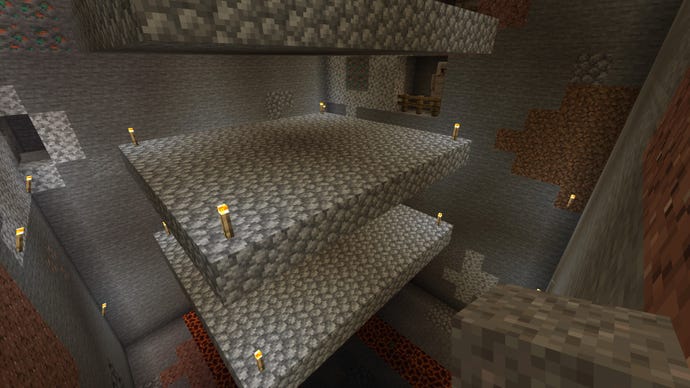 Ladang lendir Minecraft dengan platform pemijahan, blok magma, dan golem besi