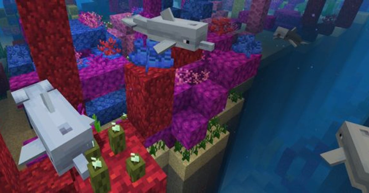 Minecraft Fish Update Minecraft's aquatic update features friendly dolphins and fetching ...