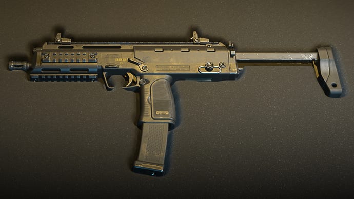 A close-up of the VEL-46 SMG in the Modern Warfare 2 Gunsmith screen.